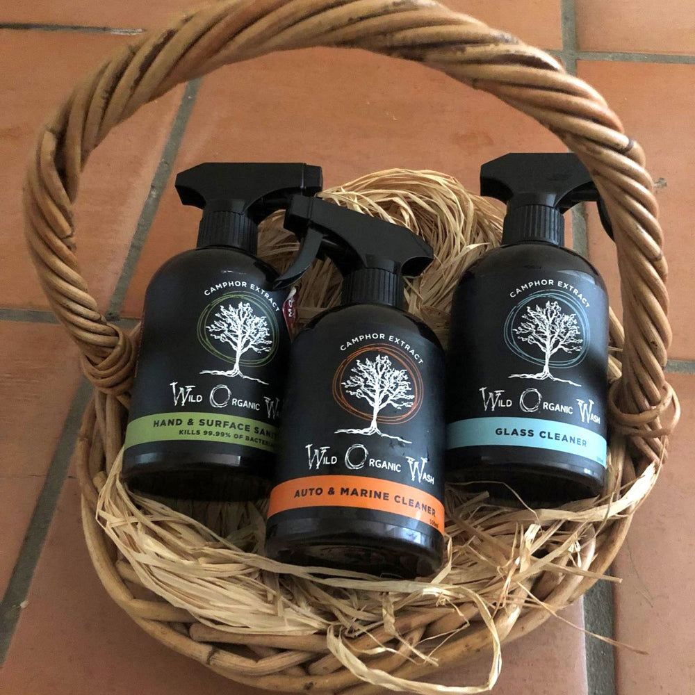 Wild Organic Wash Waterless Car Wash Bundle - Auto & Marine Cleaner - A waterless car wash, WOW Glass Cleaner – for all glass surfaces, WOW Hand & Surface Sanitiser – cleans & rejuvenates